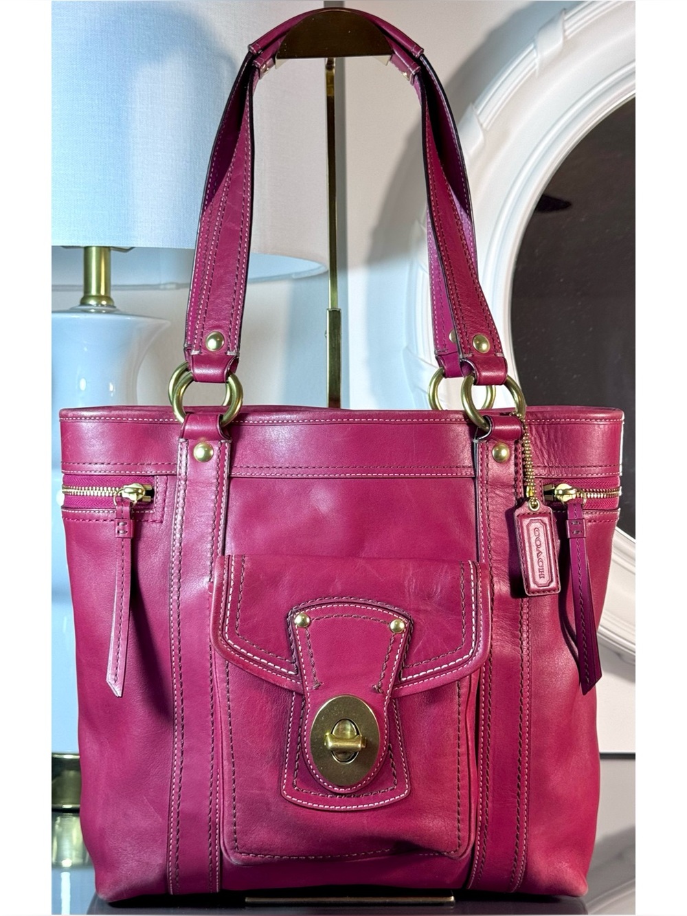 COACH Legacy Gigi Tote F12888 Pink Fuchsia Leather 2008 Vintage